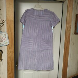New Pinkk Purple Multi-Color Striped Housecoat Duster Size Women's M